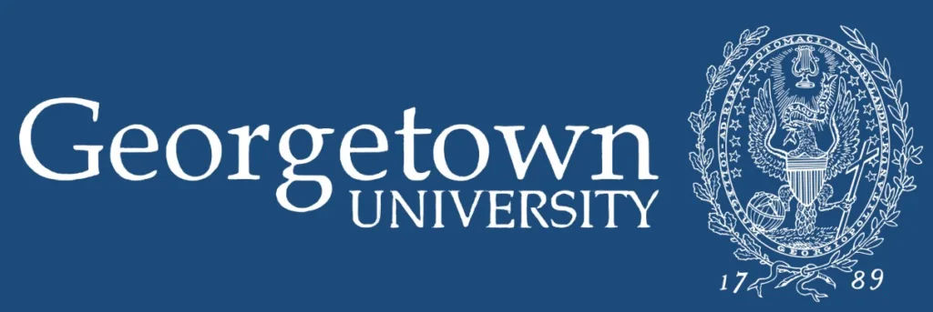 Georgetown University logo featuring the university name and official seal, representing its prestigious academic reputation and commitment to excellence.